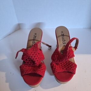Mudd Women's Red Woven Heeled Sandals